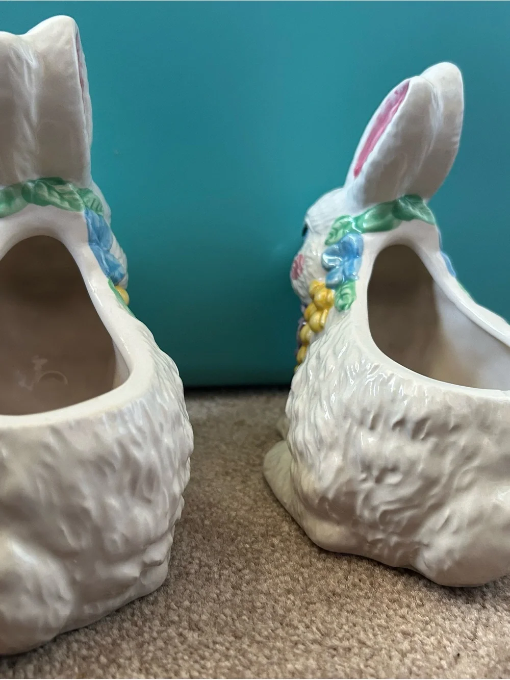 Vintage Hermitage Pottery Bunny Planters (set of 2)